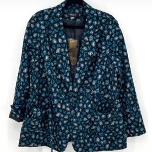 Michael Studio collection splash BLACK BLUE GRAY  Blazer size 14